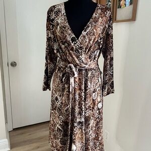 INC International Concepts Brown and Black Snake Print Dress